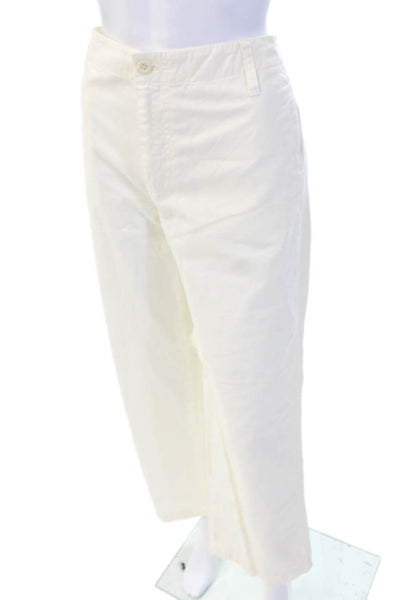 J Crew Womens Cotton High Waisted Straight Leg Pants Cream Size 28