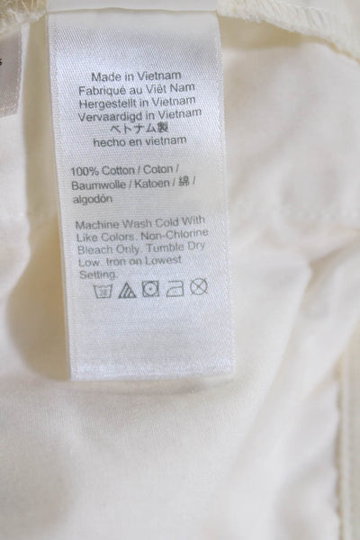 J Crew Womens Cotton High Waisted Straight Leg Pants Cream Size 28