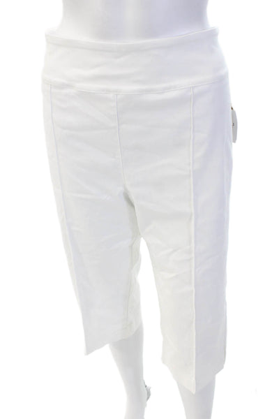 Elliott Lauren Womens Elastic Waist Darted Side Vent Capri Pants White Size 16