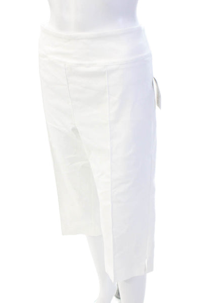 Elliott Lauren Womens Elastic Waist Darted Side Vent Capri Pants White Size 16
