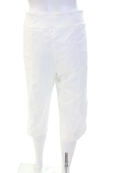 Elliott Lauren Womens Elastic Waist Darted Side Vent Capri Pants White Size 16