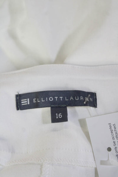 Elliott Lauren Womens Elastic Waist Darted Side Vent Capri Pants White Size 16