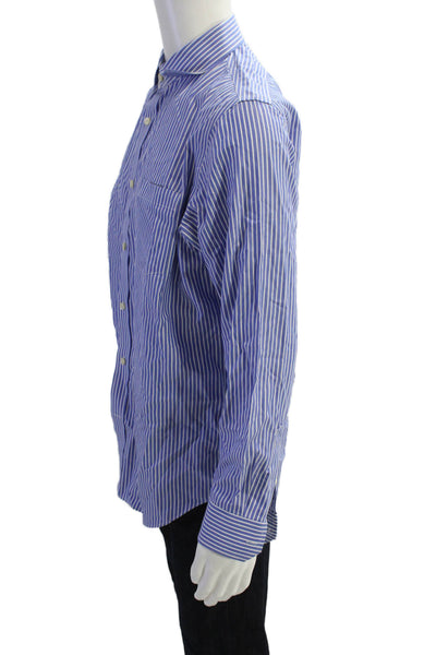 Banana Republic Womens Cotton Long Sleeve Stripe Top Blue Size M