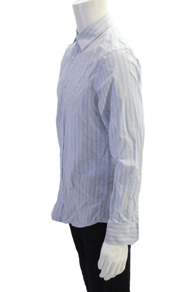 Banana Republic Mens Long Sleeve Button Up Stripe Dress Shirt Blue Size M