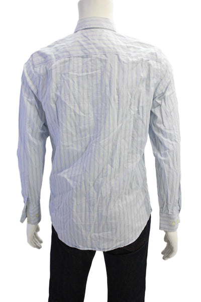 Banana Republic Mens Long Sleeve Button Up Stripe Dress Shirt Blue Size M