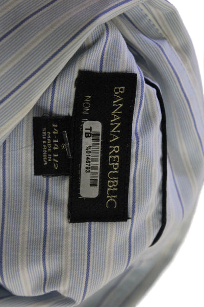 Banana Republic Mens Long Sleeve Button Up Stripe Dress Shirt Blue Size M