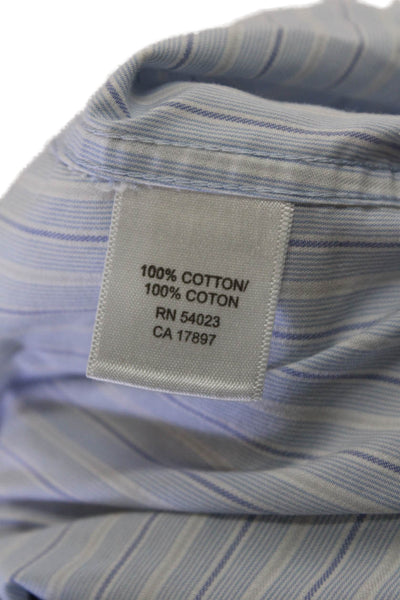Banana Republic Mens Long Sleeve Button Up Stripe Dress Shirt Blue Size M
