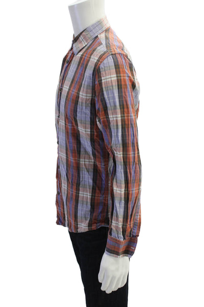 Banana Republic Mens Cotton Plaid Long Sleeve Button Shirt Red Size S