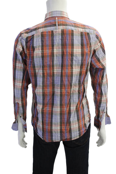 Banana Republic Mens Cotton Plaid Long Sleeve Button Shirt Red Size S