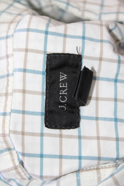 J Crew Mens Cotton Long Sleeve Button Plaid Shirt White Size S