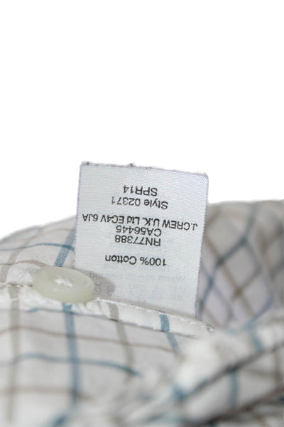 J Crew Mens Cotton Long Sleeve Button Plaid Shirt White Size S