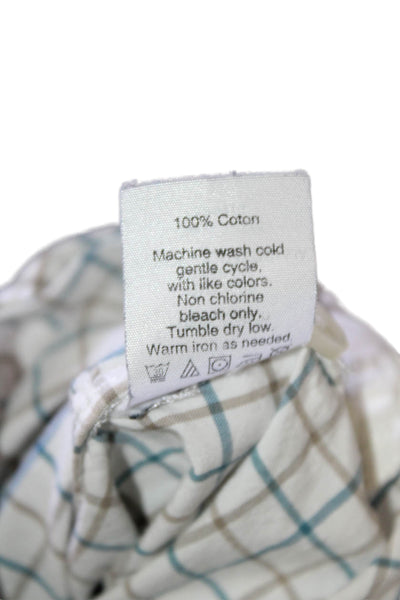 J Crew Mens Cotton Long Sleeve Button Plaid Shirt White Size S