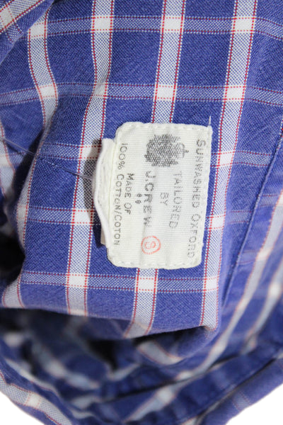 J Crew Mens Cotton Long Sleeve Button Plaid Casual Shirt Blue Size S