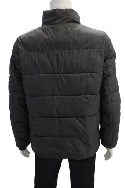 Andrew Marc Mens Textured Long Sleeve Collar Puffer Jacket Black Size M