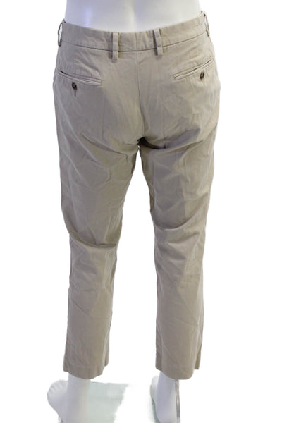 J Crew Mens Cotton Button Zip Straight Leg Pants Khaki Size L