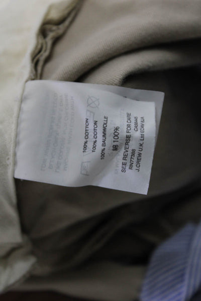 J Crew Mens Cotton Button Zip Straight Leg Pants Khaki Size L