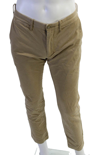 J Crew Mens Cotton Zip Button Straight Leg Casual Pants Khaki Size EUR 31