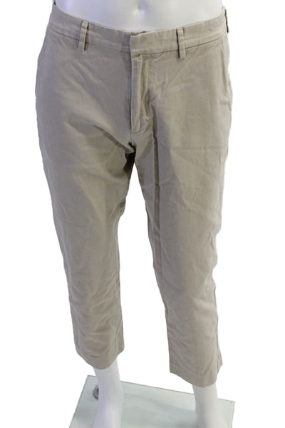 J Crew Mens Cotton Zip Button Straight Leg Pants Khaki Size EUR 31
