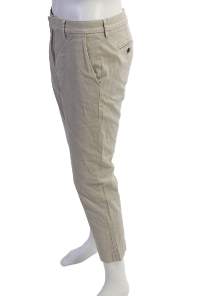 J Crew Mens Cotton Zip Button Straight Leg Pants Khaki Size EUR 31