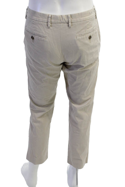J Crew Mens Cotton Zip Button Straight Leg Pants Khaki Size EUR 31