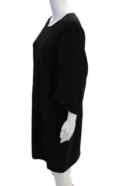 Lafayette 148 New York Womens Crew Neck 3/4 Sleeve A-line Dress Black Size 10
