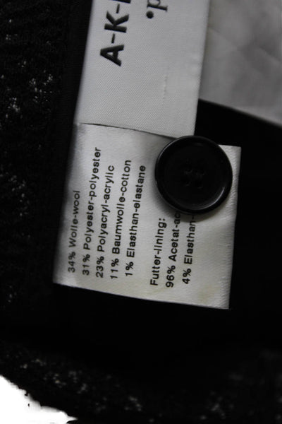 Akris Punto Womens Wool Textured One Button Blazer Pants Suit Set Black Size 12