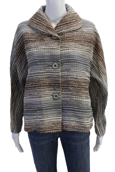 Peter Cohen Womens Textured Collar Buttoned Long Sleeve Shirt Multicolor Size L