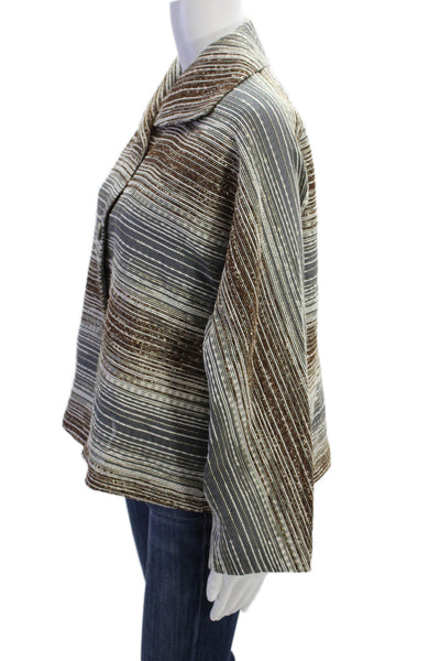 Peter Cohen Womens Textured Collar Buttoned Long Sleeve Shirt Multicolor Size L
