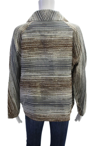 Peter Cohen Womens Textured Collar Buttoned Long Sleeve Shirt Multicolor Size L