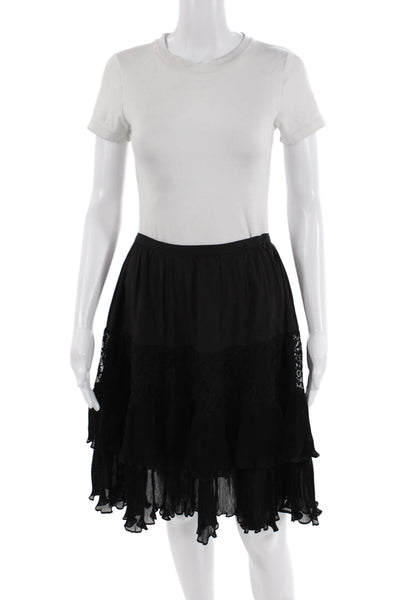 French Connection Womens Clandre Lace Mix Skirt Black Size 6