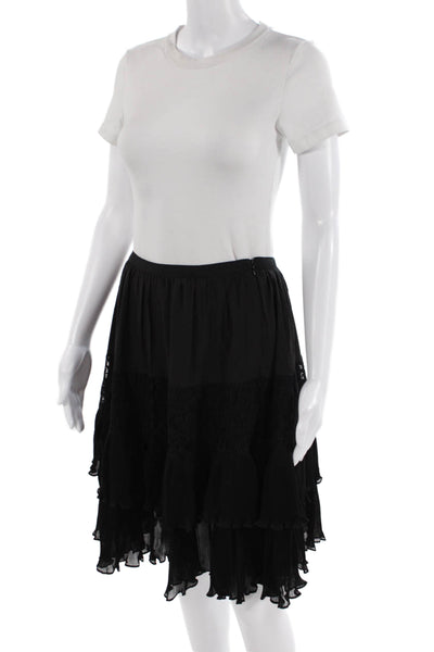 French Connection Womens Clandre Lace Mix Skirt Black Size 6