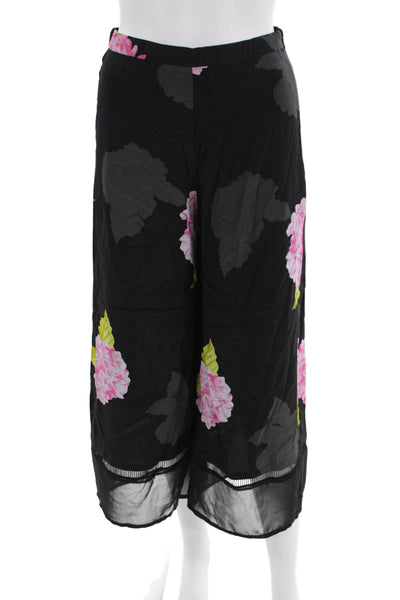 French Connection Women's Zip Closure Sheer Wide Leg Floral Pants Size 4