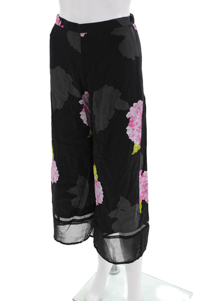 French Connection Women's Zip Closure Sheer Wide Leg Floral Pants Size 4