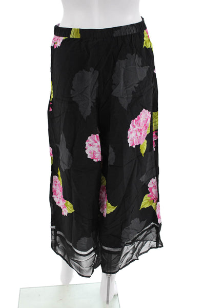 French Connection Women's Zip Wide Leg Mesh Trim Floral Pants Size 6