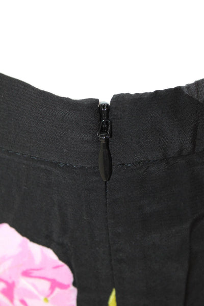 French Connection Women's ZIP Closure Wide Leg Black Floral Pants Size 8
