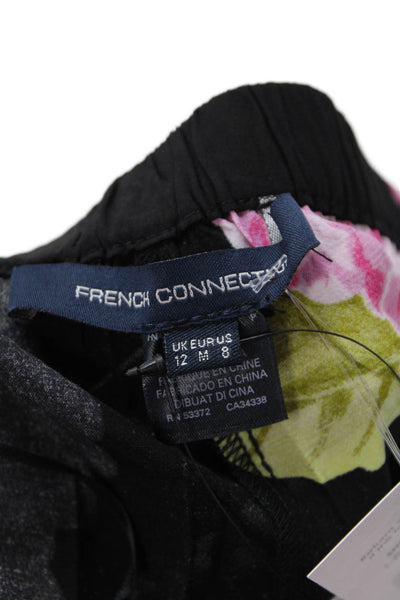 French Connection Women's ZIP Closure Wide Leg Black Floral Pants Size 8