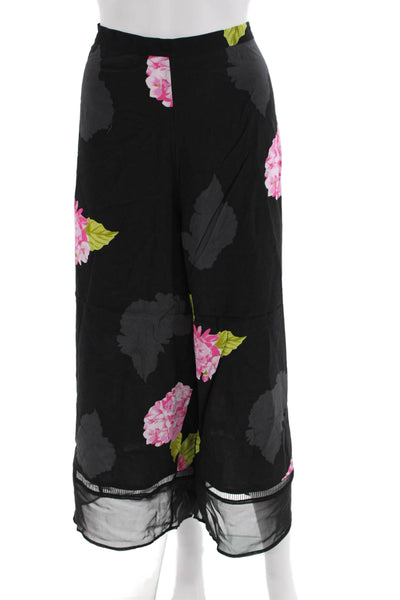 French Connection Women's ZIP Closure Wide Leg Black Floral Pants Size 8
