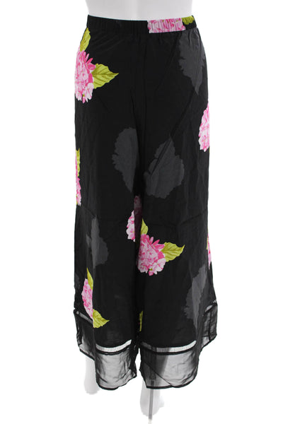 French Connection Women's ZIP Closure Wide Leg Black Floral Pants Size 8