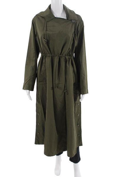 French Connection Women's Long Sleeves Hood Cinch Jacket Olive Green Size XS