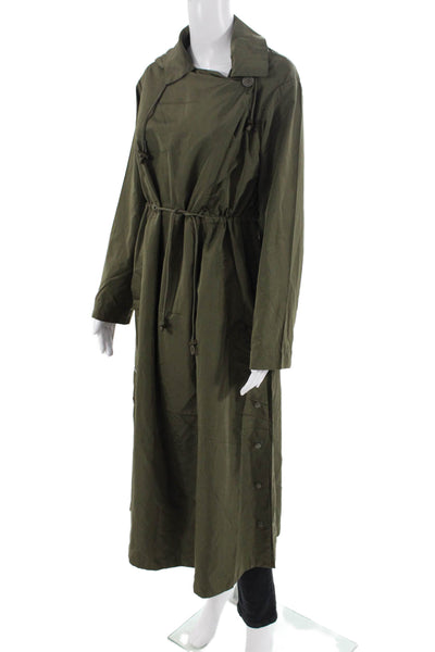 French Connection Women's Long Sleeves Hood Cinch Jacket Olive Green Size XS