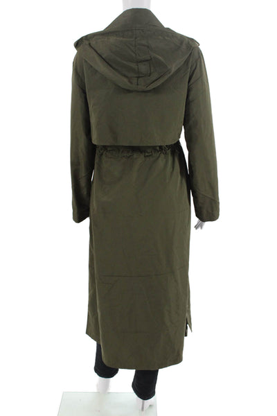 French Connection Women's Long Sleeves Hood Cinch Jacket Olive Green Size XS