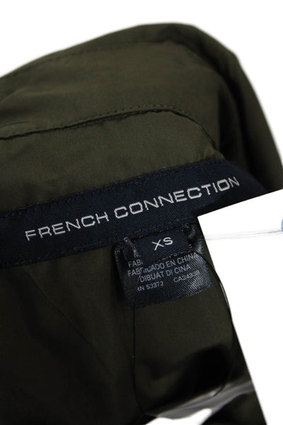 French Connection Women's Long Sleeves Hood Cinch Jacket Olive Green Size XS