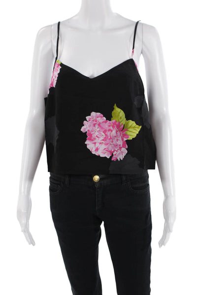 French Connection Women's Spaghetti Straps Black Floral Tank Top Size 12