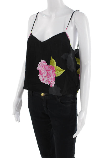 French Connection Women's Spaghetti Straps Black Floral Tank Top Size 12