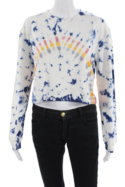 French Connection Women's Round Neck Long Sleeves Tie Dye Cropped T-Shirt Size S