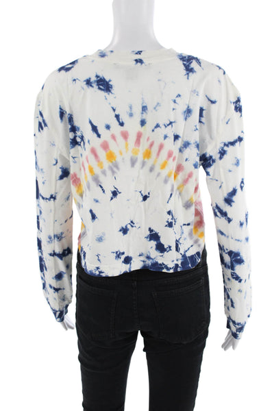 French Connection Women's Round Neck Long Sleeves Tie Dye Cropped T-Shirt Size S