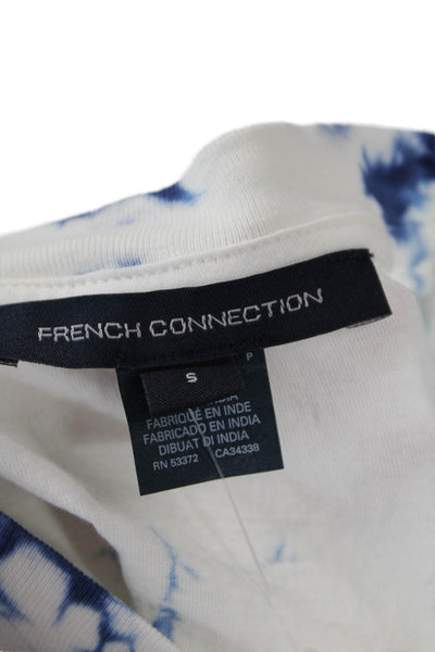 French Connection Women's Round Neck Long Sleeves Tie Dye Cropped T-Shirt Size S