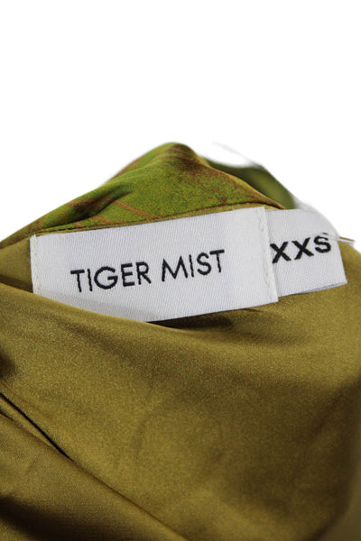 Tiger Mist Womens Floral Sleeveless Halter Blouse Top Green Size XXS