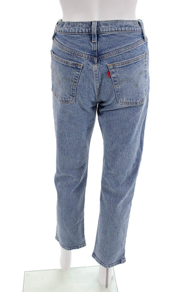 Levis Womens Cotton Mid-Rise Medium Wash Straight Leg Jeans Blue Size 25