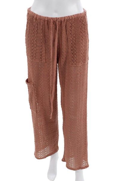 Splendid Womens Knit Drawstring Waist Mid-Rise Straight Leg Pants Orange Size XS